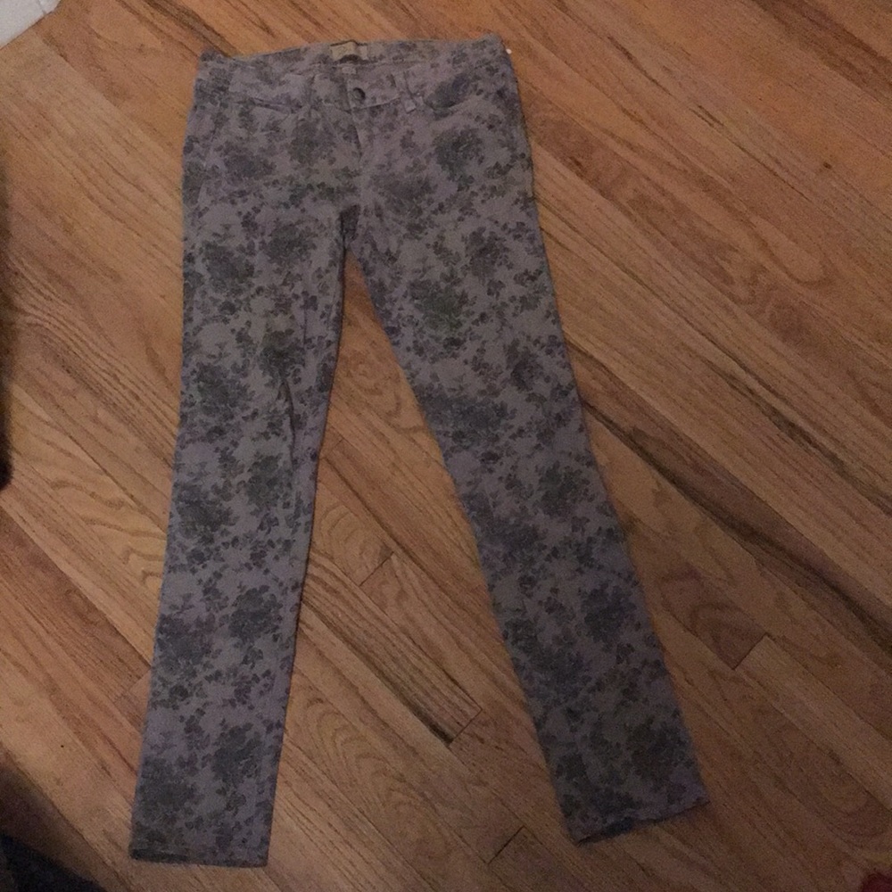 Grey floral Paige jeans